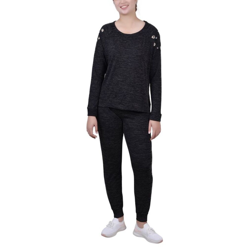 Petite Size Long Sleeve Grommet Jogger Set 2 Piece